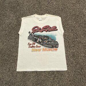 Vintage Dale Earnhardt 1989 NASCAR Racing White Sleeveless Tee